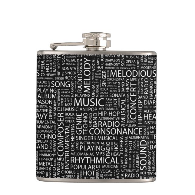 Flasques Nuage de mot de motif de MUSIQUE (Devant)