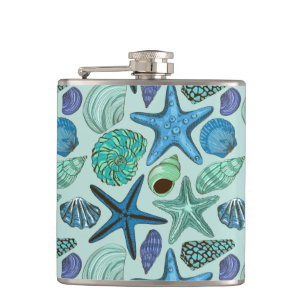 Flasques Nuances des coquillages et du motif bleus
