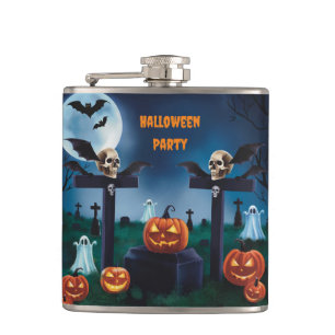 Flasques "Nuit de terreur d'Halloween et de pierres tombale