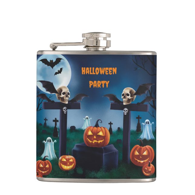 Flasques "Nuit de terreur d'Halloween et de pierres tombale (Devant)