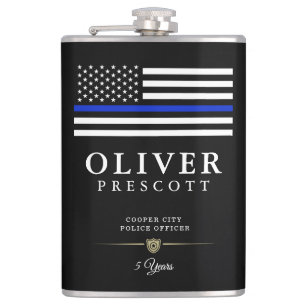 Flasques Officier de police Ligne Bleue Mince Thème Noir