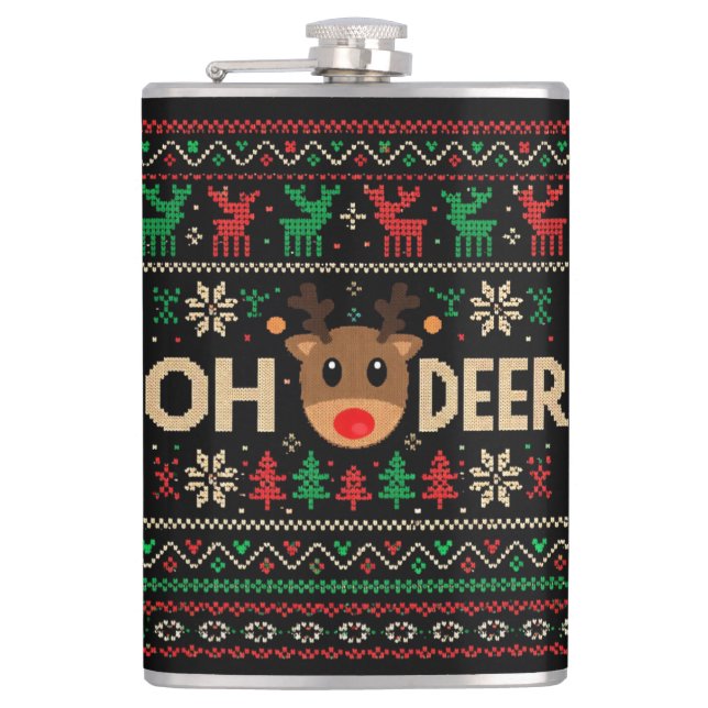 Flasques Oh Deer Ugly Christmas Sweater Flask (Devant)