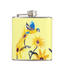 Oiseau floral Art Tournesol jaune