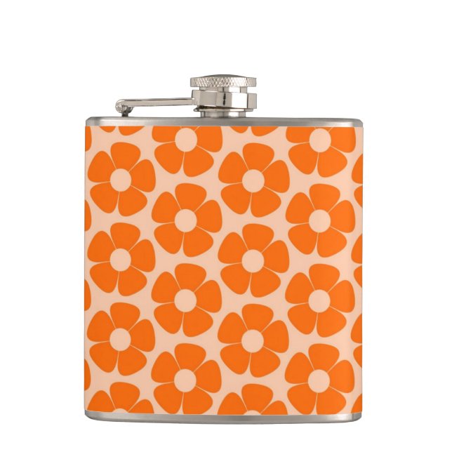 Flasques Orange et Pêche Retro 60s motif floral  (Devant)