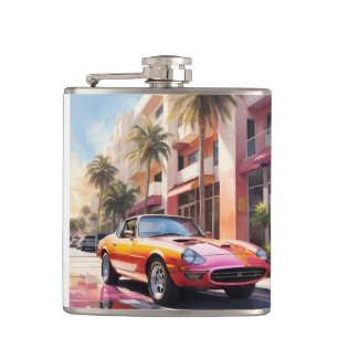 Flasques Orange Retro Sport Car sur votre poche