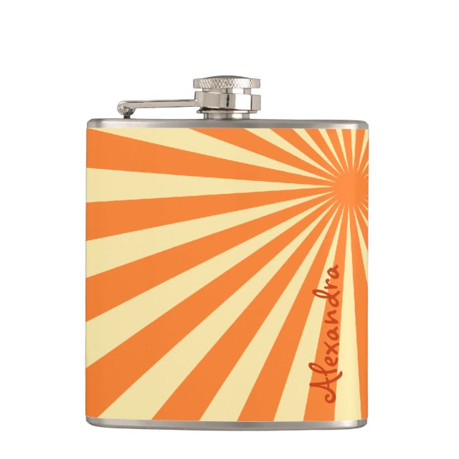 Flasques Orange Sunburst "Ajouter votre nom" (Devant)
