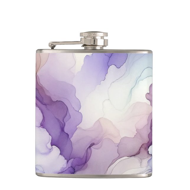 Flasques Orchidée florissante Aquarelle violette Art Abstra (Devant)