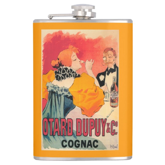 Flasques Otard-Dupuy et affiche promotionnelle de cognac de (Devant)