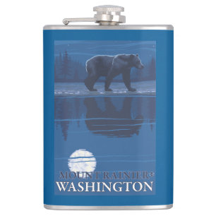 Flasques Ours dans le clair de lune - le mont Rainier,