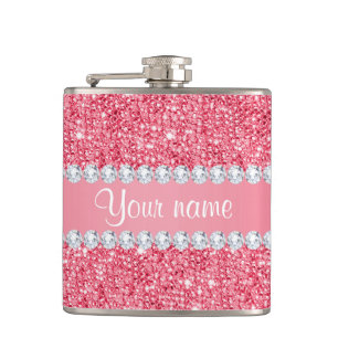 Flasques Paillettes et diamants roses de Faux