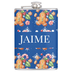 Flasques Pain d'épices Noël Peppermenthe Bleu Nom Neige