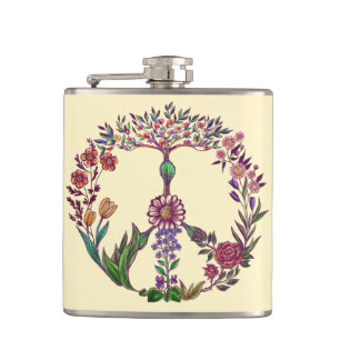Flasques Paix colorée Floral Cute Boho Hippie Wholesome