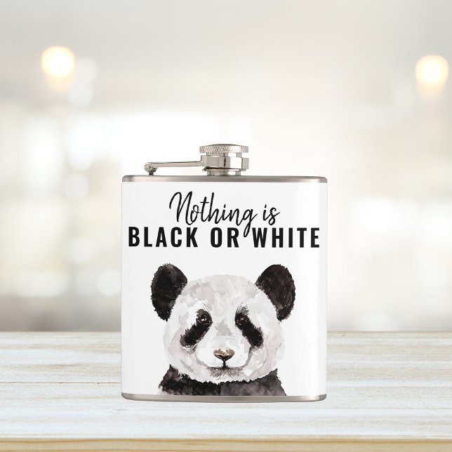 Flasques Panda Funky Moderne Noir Et Blanc Avec Citation (Créateur téléchargé)