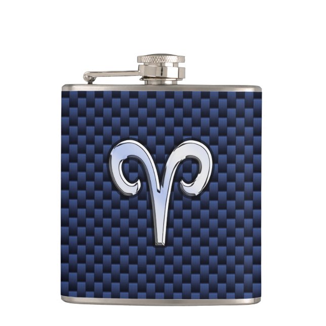 Flasques Panneau Zodiac Silver Aries Bleu Carbone Fibres Im (Devant)