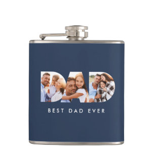 Flasques Papa multi photo typographie marine bleu moderne
