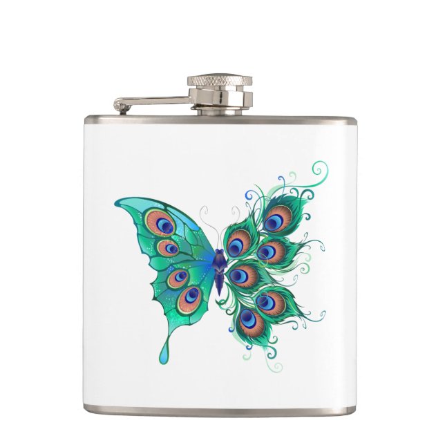 Flasques Papillon aux plumes de paon vert (Devant)