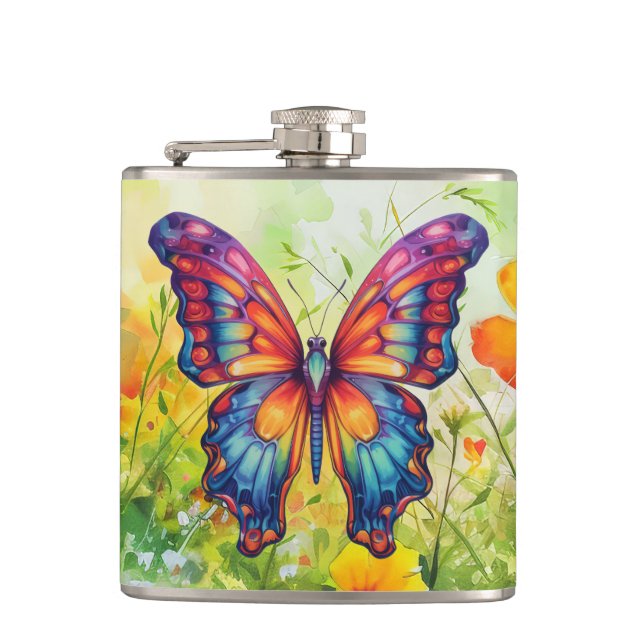 Flasques Papillon Bleu Orange ailes (Devant)