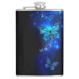 Flasques Papillon Morpho sur fond sombre