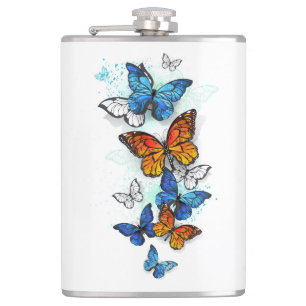 Flasques Papillons volants Morpho et Monarch