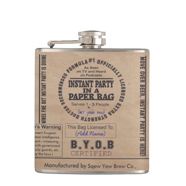 Flasques Partie dans un sac de papier personnalisable (Devant)