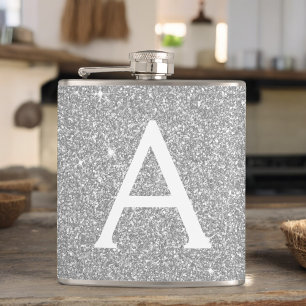 Flasques Parties scintillant en argent de luxe et Monogramm