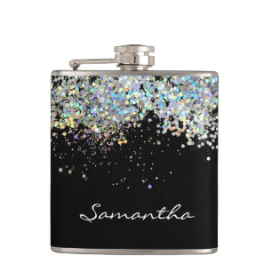 Flasques Parties scintillant Girl Nom personnalisé Monogram