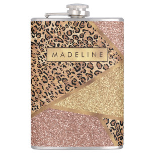 Flasques Parties scintillant Leopard de Motif rouge Rose g