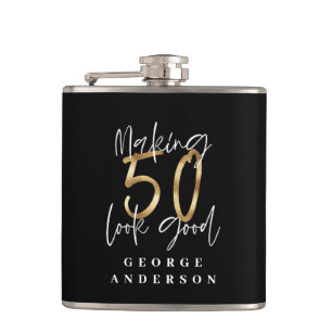Flasques parties scintillant moderne 50e anniversaire noir