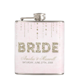 Flasques Parties scintillant rose et or Look Bride