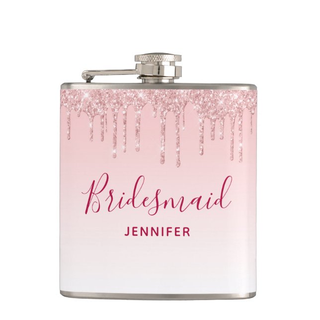 Flasques Parties scintillant rose moderne Lecteurs Bridesma (Devant)