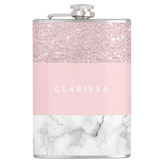 Flasques Parties scintillantes roses girly élégantes d'or (Devant)