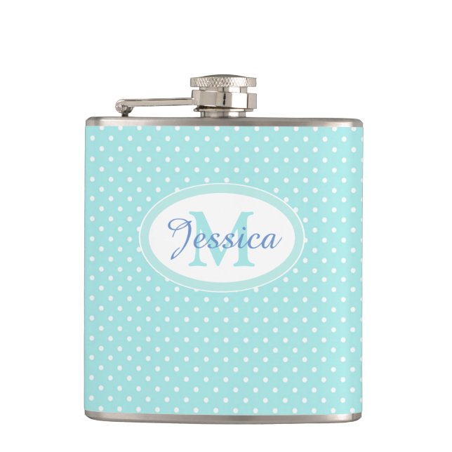 Flasques Pastel Blue Polka point personnalisé (Devant)