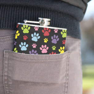 Flasques Paws Colorés, Motif Paw, Empreintes de pattes, Paw