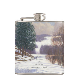 Flasques Paysage de neige à l'aquarelle pour mariage