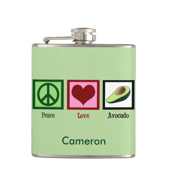 Flasques Peace Love Avocado Custom Green (Devant)