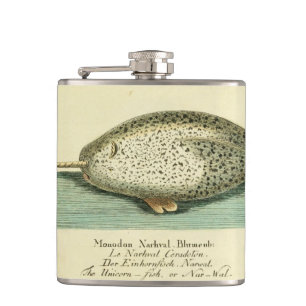 Flasques Peinture à l'aquarelle de baleine ancienne Narwhal