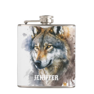 Flasques Peinture aquarelle Wolf