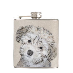 Flasques Peinture de Chien Havanais - Cute Original Chien A