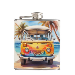 Flasques Peinture de Minibus Vintage à The Beach