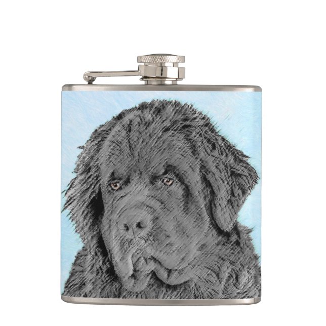 Flasques Peinture de Terre-Neuve - Cute Original Chien Art (Devant)