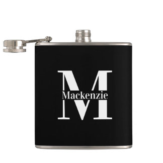 Flasques Personalized Custom Made Monogrammed Black