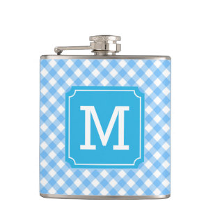 Flasques Personnaliser élégant bébé bleu En vichy monogramm