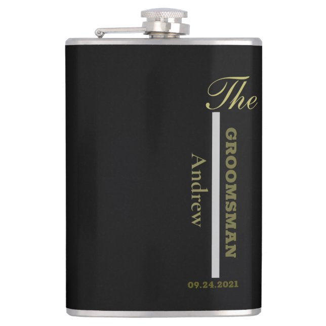 Flasques Personnalisez le cadeau Groomsman noir et argent (Devant)