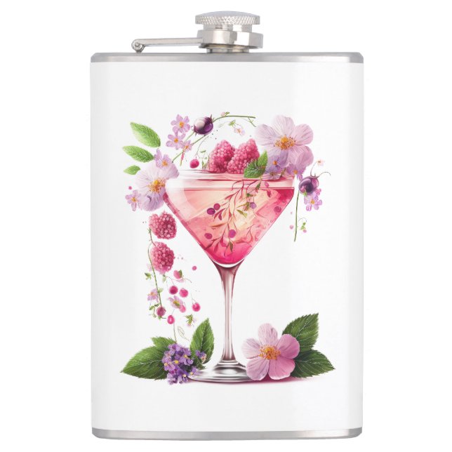 Flasques Pétales & Prosecco Rose Floral Fête de Mariage  (Devant)