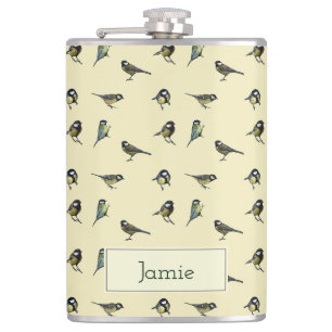 Flasques Petits oiseaux motif sur personnalisé beige