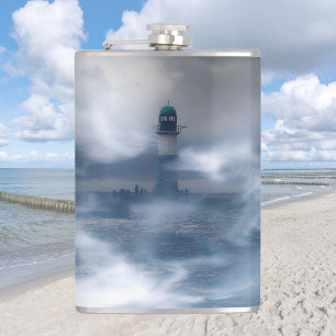 Flasques Phare dans la tempête - Mer Baltique
