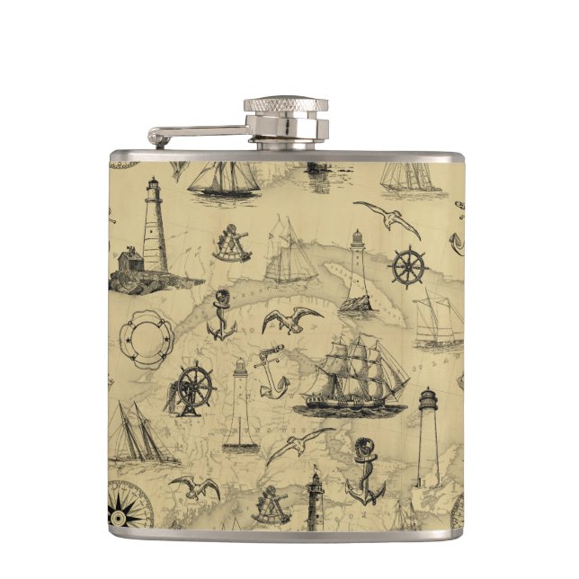 Flasques Phare et voiliers Vintage nautique (Devant)
