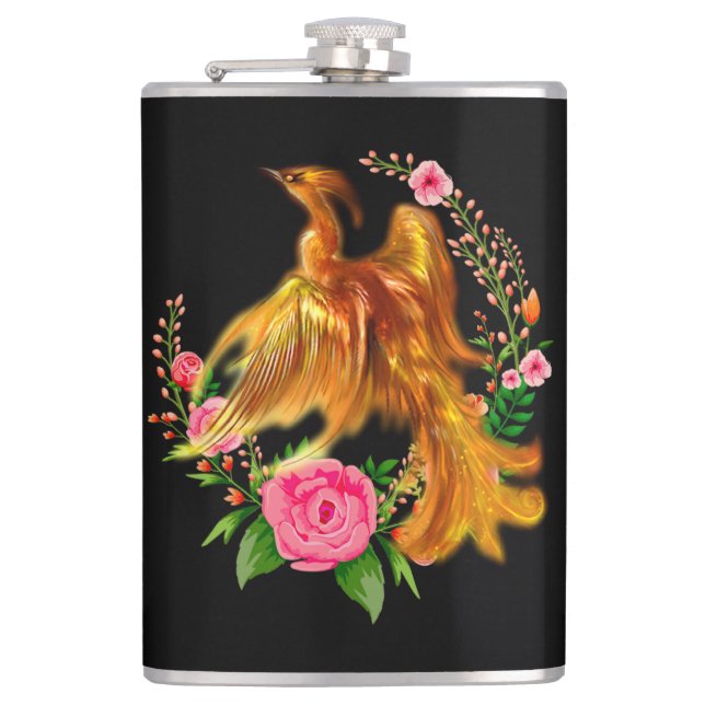 Flasques Phoenix Floral Se Lève De L'Imaginaire Des Cendres (Devant)