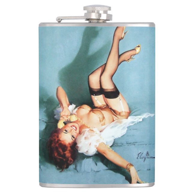 Flasques Pin classique de cru des années 1950 Fille-Sur le (Devant)