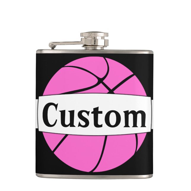 Flasques Pink Basket Custom Team or Player Name Sports (Devant)